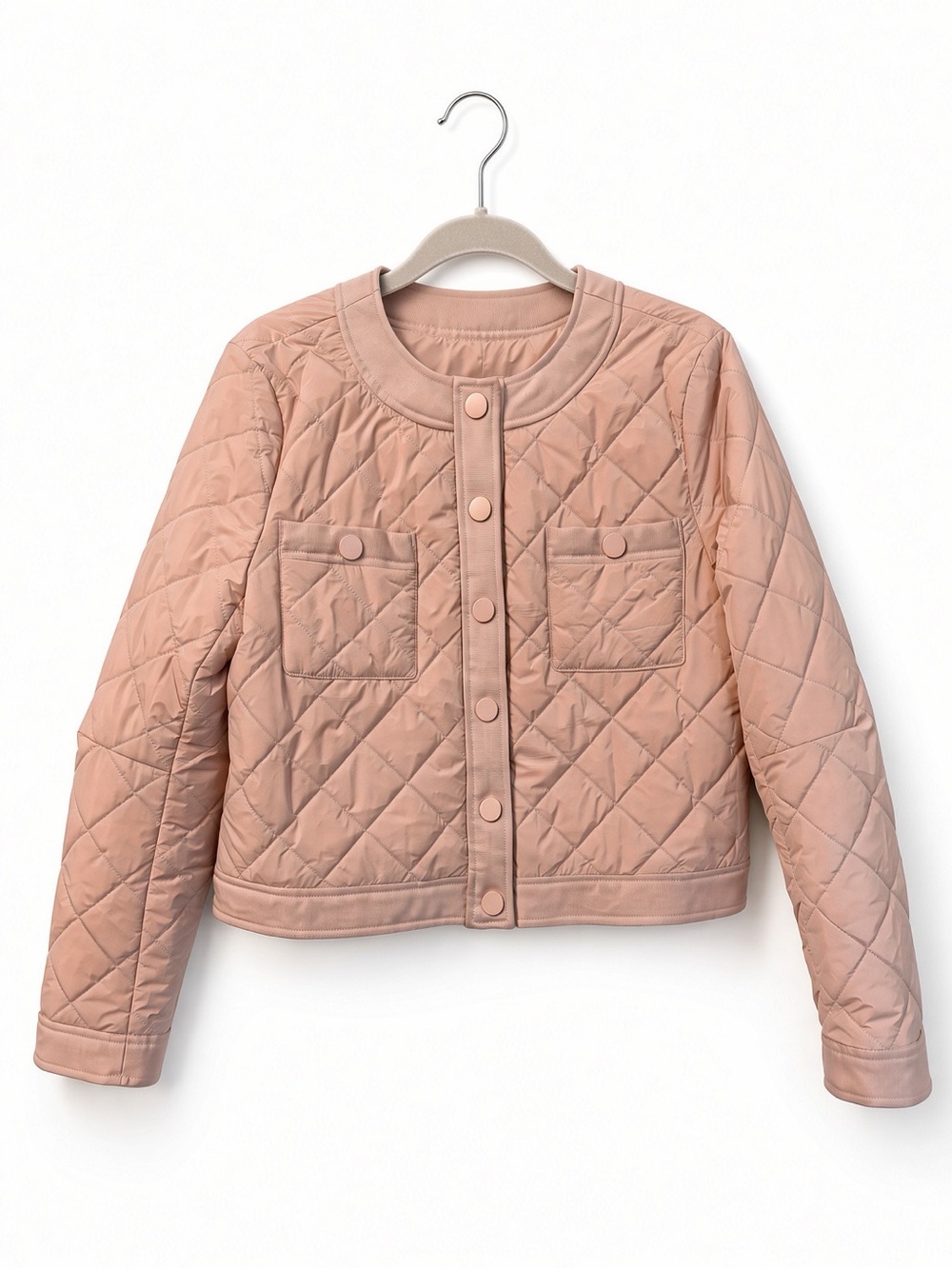 Ann Taylor Quilted, Cropped Jacket in Blush Pink